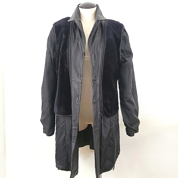 EXIT USA Genuine Leather Button Front Jacket Coat Large - Picture 6 of 12